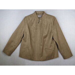 TANJAY - WOMEN'S BEIGE BROWN SOFT MICROFIBER FAUX SUEDE JACKET - SIZE 14P